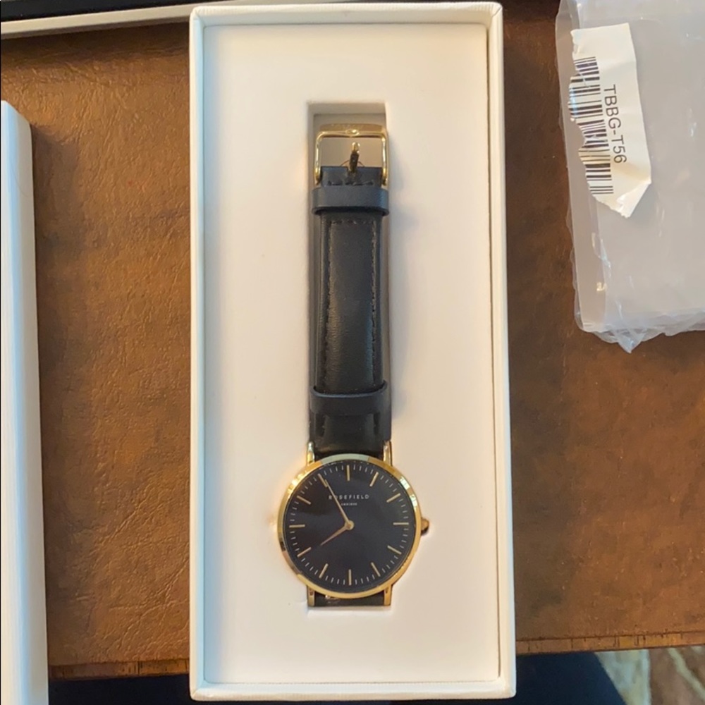 Rosefield Black Leather watch